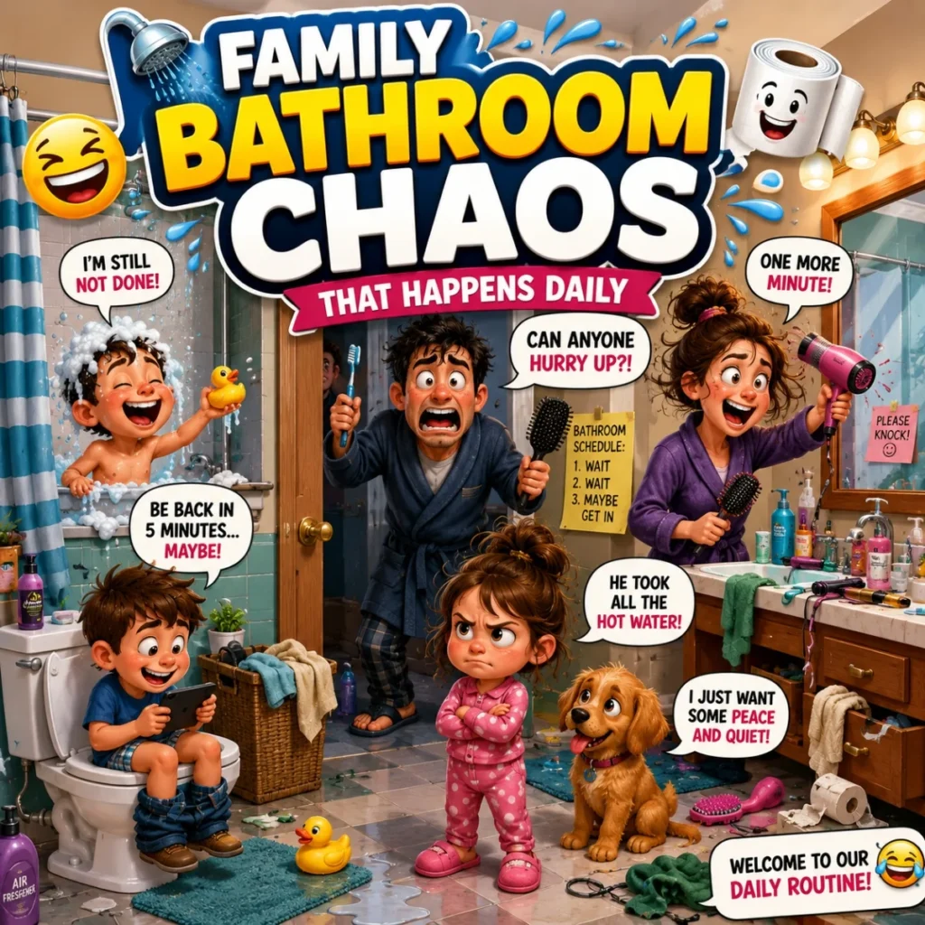 This image shows a playful school restroom scene with laughing students, speech bubbles, and comic bathroom humor.
It fits perfectly for a lighthearted section about awkward school moments that become unforgettable stories.