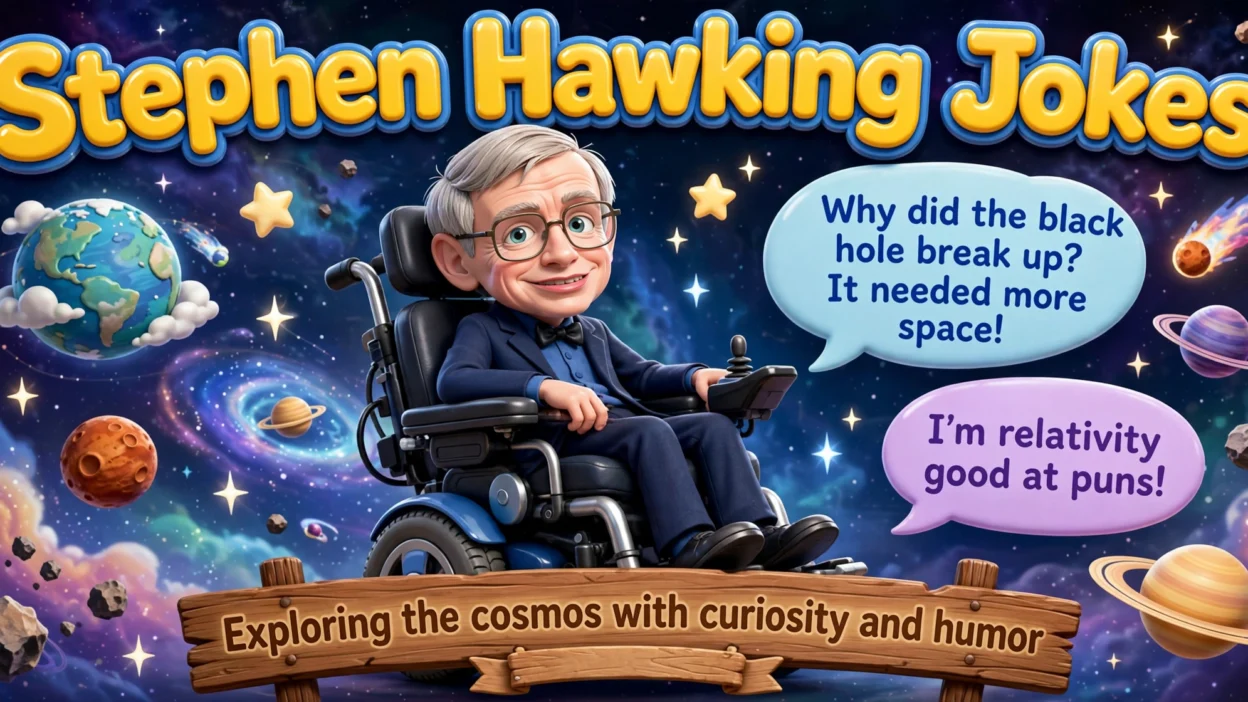 Stephen Hawking jokes featured image with 3D scientist character